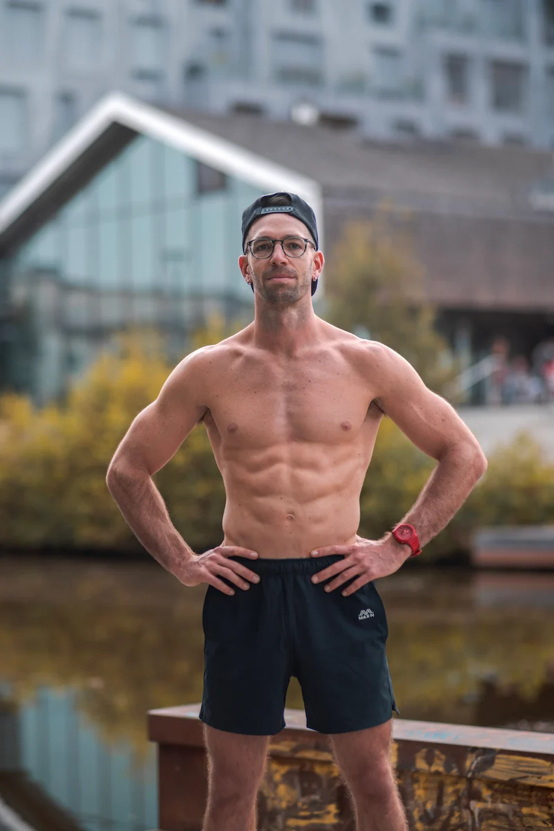 Matt calisthenics coach training client at Bondi Beach outdoor gym