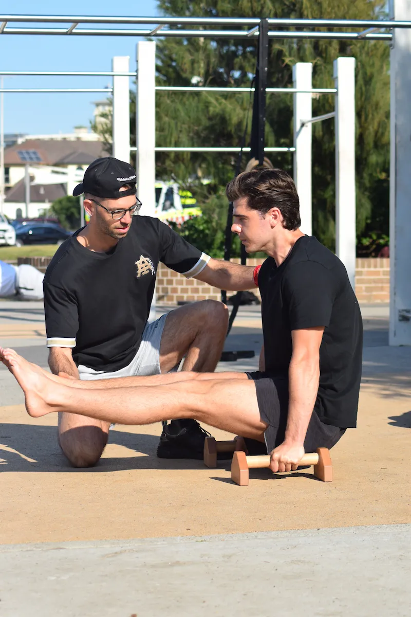 calisthenics mobility stretching session at Bondi outdoor gym Sydney